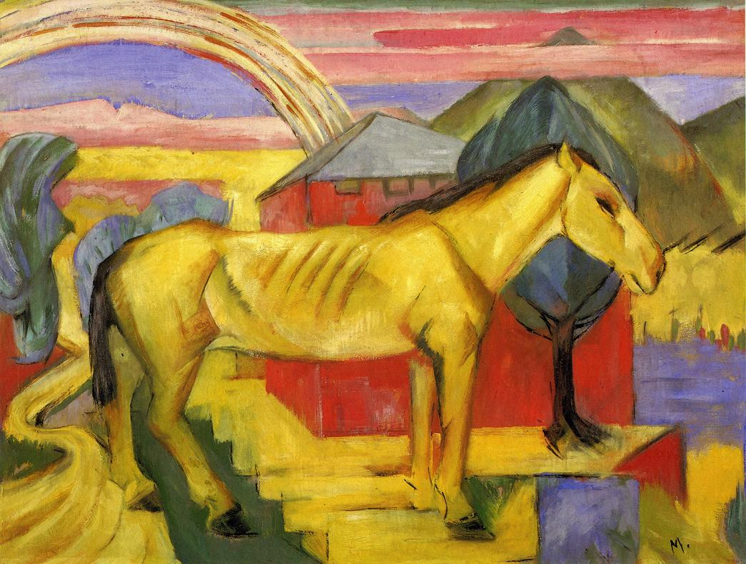 (image for) Handmade oil painting Copy paintings of famous artists Franz Marci's art Long Yellow Horse 1913